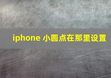 iphone 小圆点在那里设置